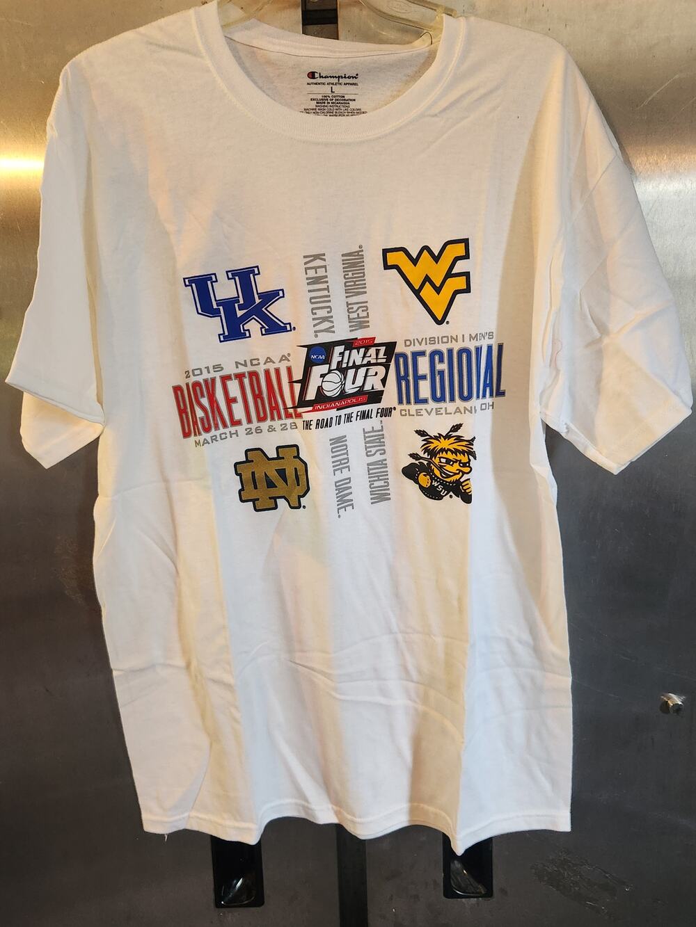 2015 NCAA Basketball Midwest Regional T-Shirt Kentucky WVU Notre Dame Sz L